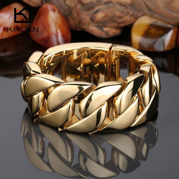 Brazalete Kalen de alta calidad de acero inoxidable 316, pulsera de oro de Italia, brazalete para hombre, pulsera de cadena de eslabones gruesos y pesados, regalos de joyería de moda