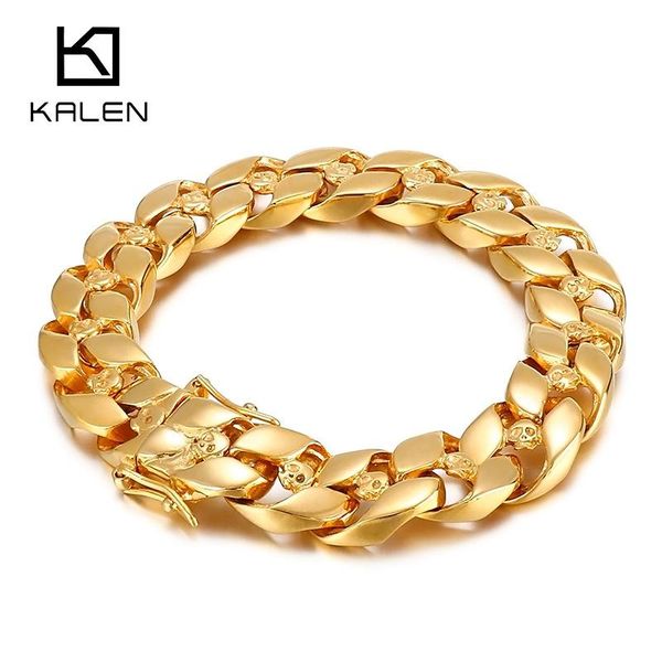 Armreif Kalen Wikinger Kubanische Kette Gold Schwere Kette Hochwertiges Herrenarmband Totenkopfschmuck Geschenke