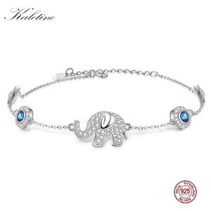 Bangle KALETINE Geluk Olifant Boze Oog Armbanden Voor Vrouwen 925 Sterling Zilver Blauwe Stenen Kristal Heren Armbanden 2018 Handgemaakte Sieraden