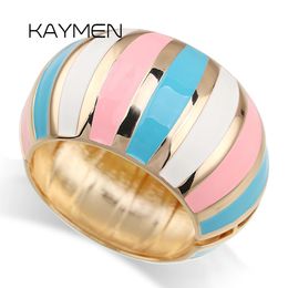 Bracelet KAYMEN grande déclaration manchette bracelet mode émail bracelet pour femmes filles multicolore magnifique plaqué or bracelet bijoux 231027