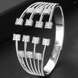 Bracelet KellyBola à la mode de luxe empilable grande manchette pour les femmes mariage plein Zircon cubique cristal CZ Dubai Bracelet bijoux de fête