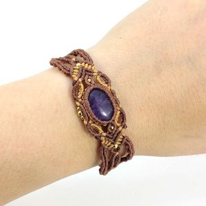 Bangle KFT natuurlijk kristal kwarts ovale vorm handgemaakte draad touw gewikkeld gevlochten macrame steen armbanden sieraden voor vrouwen meisjes cadeau 230911