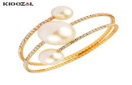 Bangle Kioozol Diseño inusual Tres capas Pulseras de perlas grandes Micro incrustaciones CZ Bangles para mujeres Accesorios de joyería 2021 179 KO47950071