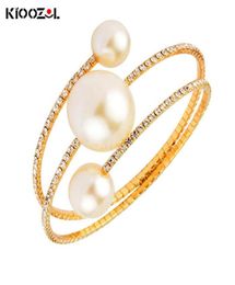 Bangle Kioozol Design inhabituel trois couches de gros bracelet de perle micro incrusté CZ Bracles pour femmes accessoires de bijoux 2021 179 KO45226019