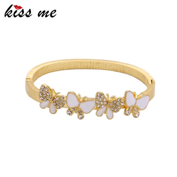 Bracelet Kissme Délicat Crystal Blanc Enamel Bangly Bangles de papillon pour femme Gold Couleur Alliage Boufflets Bracelets Fashion Bijoux Accessoires
