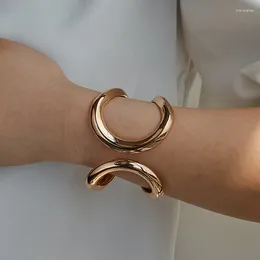 Brazalete KMVEXO de acero inoxidable de aleación ancha, pulsera llamativa, puño hueco para mujer, brazaletes de Manchette, accesorios de joyería de moda
