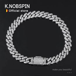 Bangle KNOBSPIN D VVS1 Pulseira Cubana Original S925 Sterling Prata Banhado 18K Ouro Branco com Gra Pulseiras para Mulheres Homem 231009