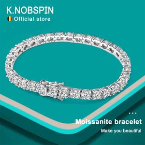 Bangle Knobspin D VVS1 Moisanite Tennis Original S925 Pure Plated 18K Platinum avec GRA Q240522