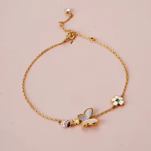 Bracelet coréen mignon papillon pour femmes, romantique en cuivre, accessoires Y2K, chaîne pour dames, bijoux de fête décontractés, 2023 pouces