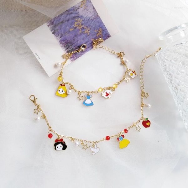 Bracelet coréen mignon dessin animé princesse pendentif Bracelets à la main bijoux à breloques cadeau doux rêve fille conte de fées Loli enfant Bracelet