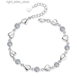 Bangle Korean Fashion 925 Bracelet en cristal en cristal violet blanc en argent sterling noble blanc adapté aux bijoux de mariage pour femmes 17 cm + 4cm yq240409