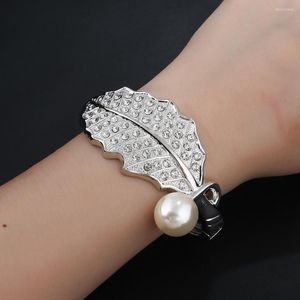 Bracelet mode coréenne industrie lourde forme de feuille originale Bracelet ouvert femme Hip-hop Punk cubain ordures accessoires esthétiques