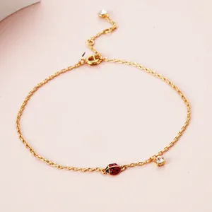 Bracelet Style coréen Bracelet pour femmes sur les mains coccinelle cristal luxe mignon cuivre dames bijoux décontracté fête cadeau de noël 2023