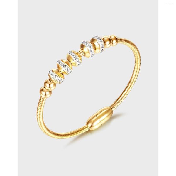 Bracelet KouCh Femme Bracelets 5pcs Vente Luxe Bracelets Classiques Zircon Brillant Strass Bracelets Élégants En Acier Inoxydable.