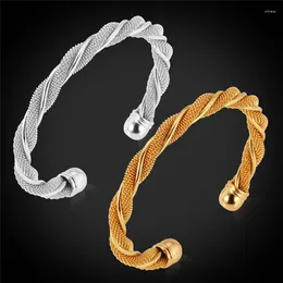 Bangle Kpop Pulseira Chunky Twisted para Mulher / Homem Moda Amarelo Prata / Cor de Ouro Marca de Jóias de Alta Qualidade H737