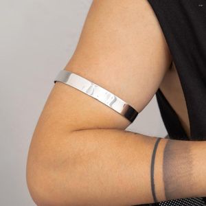 Bangle KunJoe Minimalistische Zilveren Kleur Gladde Arm Armband Voor Mannen Casual Metalen Antislip Open Verstelbare Manchet Sieraden Gift