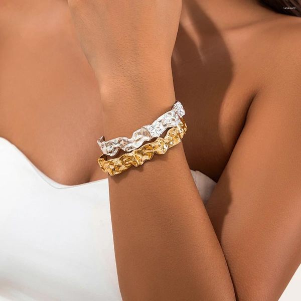 Bracelet Lacteo Style européen et américain en métal couleur or irrégulier pour les femmes bracelets ouverts bijoux dames accessoires de fête