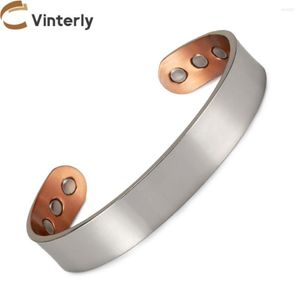 Bracelets de grande taille de grande taille pour femmes hommes pure cuivre magnétique ouverte ouverte réglable 12 aimants d'énergie de santé 5 mm bijoux femelles 289a