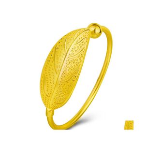 Bangle Leaf Bangles armbanden Party Rhinestone Bracelet For Women Girl Sieraden Gift Verstelbaar Opening Goud Drop levering DHHZA