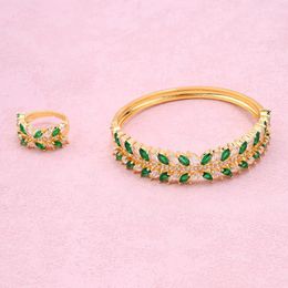Bangle de bracelet en pierre de zircon cubique Ensemble de mariage en or de mariage au milieu-orient à l'or pour bracelet en cuivre nuptiale Pulsera de Mujer