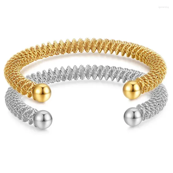 Bracelet LETAPI Bracelet torsadé empilé en acier inoxydable Printemps Ouvert Bande élastique extensible Femme Bijoux Cadeau de Noël