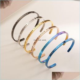 Bracelet Lettre Elle Croyait Morue Bracelet Manchette En Acier Inoxydable En Forme De C Ouvert Bracelets Bracelet Femmes Mode Bijoux Drop Delivery Dhgyv