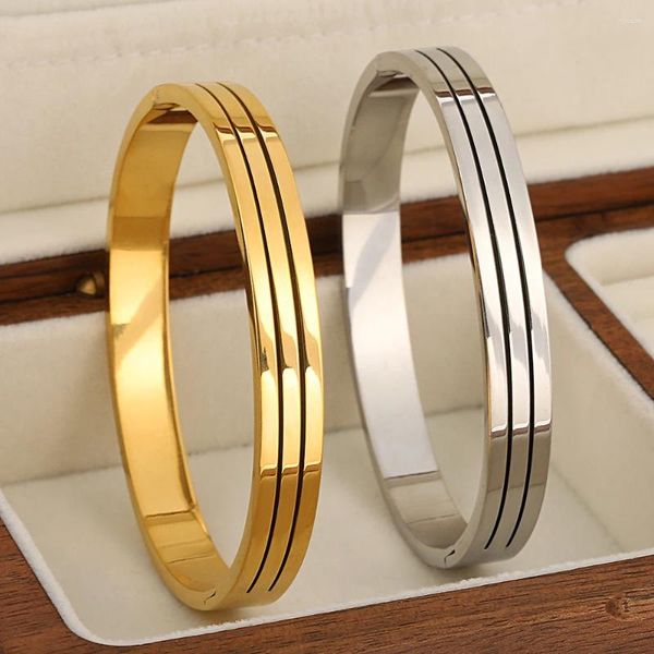 Bracelet Lifefontier 316L Bracelets en acier inoxydable Bracelets pour femme Simple plaqué or tendance Bracelet Couple fête bijoux cadeaux