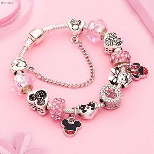 Bangle ll Nouveau design Belle bracele de charme de perle en cristal rose bracelet coloré en émail coloré.