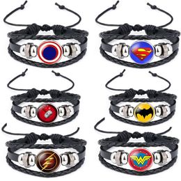 Bangle Lot/10st Groothandel film Armbanden Superheld Charms Punk Lederen Armband Sieraden cadeau