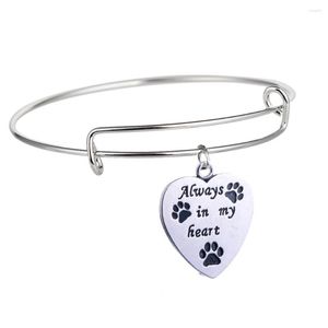 Brazalete Love Always In My Heart Colgante Pet Paws Print Charm Dog Jewelry Pulsera Mujeres Hombres Regalos