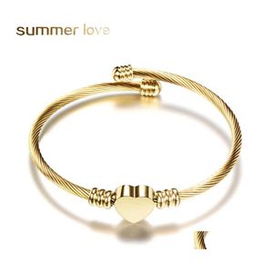 Bangle liefde hart armbanden schroef armbanden dames roestvrijstalen armband verstelbare goud sier sieraden verjaardag cadeau drop levering otzaq