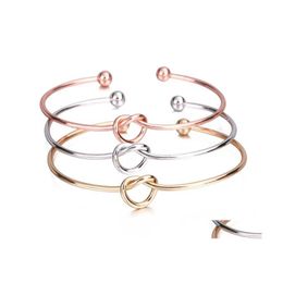 Bangle liefde hart geknoopte armband verstelbare open armbanden valentijnsdag cadeau sieraden voor vrouwen drop levering dhy8m