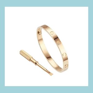 Brazalete Amor Tornillo Pulsera Pulseras de diseño Joyería de lujo Mujeres Clásico 5.0 Aleación de acero de titanio Chapado en oro Colores artesanales Oro / Sie Dhhea