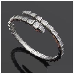 Bangle Love Tennis Designer Sieraden Womens Bracelet Diamond Lovely Snake Sier Rose Gold Jewellery Copper Plate Party Charm G Dh6We