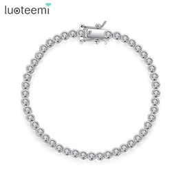 Bracelet LUOTEEMI Classique Simple Petit Rond CZ Tennis Bracelet pour Mariage De Mariée Zircon Cubique 2022 Nouveaux Bijoux De Mode Pour Homme Cadeaux