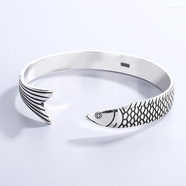 Bangle LUTAKU Punk Vis Manchet Armbanden Voor Vrouwen Trendy Vintage Handgemaakte Zilveren Kleur Verjaardagsfeestje Sieraden Geschenken