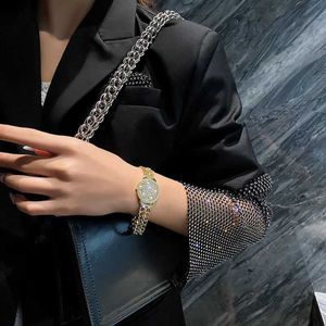 Bracelet luxueux de haute qualité plein de bracelets de cadran d'horloge en strass pour femmes Bracelet à plaque d'or brillant Gift bijoux
