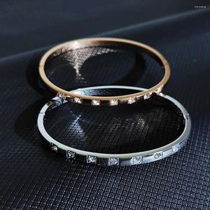 Bracelet luxueux sept cubes en zircone pour femme en acier inoxydable bracele de mariage bijoux bijoux de beaux amoureux cadeaux