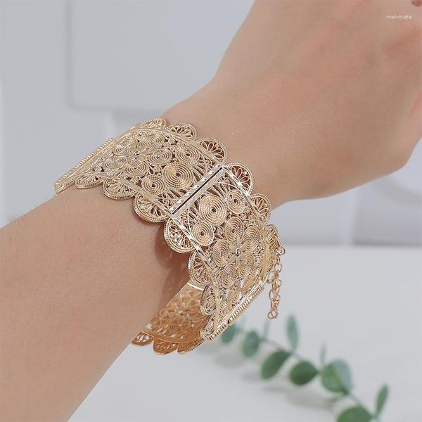 Bracelet de luxe algérien plaqué or pour dames, bijoux de mariage arabe, haute qualité, tenue de fête, petite amie, femme, maman