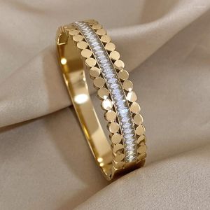 Bangle Luxe Charm Roestvrij Stalen Armband Voor Vrouwen Fashion Design Zirkoon Gelaagde Manchet Match Vriendschap Sieraden