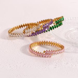 Bangle luxe kerstjuwelencadeau voor dames groen roze paarse kristallen kleur blingbling marquis zirkon armbanden feest bruiloft