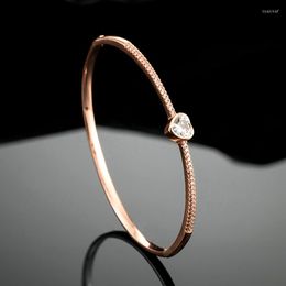 Bangle Luxury Classic Forever Love Heart Bracelet For Women Party Jewelry Gift Copper Zirkon Bride Wedding Banquet Bangles