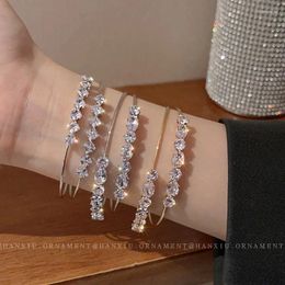 Bangle Luxe Koper Zilver Kleur Manchetten Armband In Zirkoon Armbanden Voor Vrouw Accessoires Sieraden Gift Brazaletes Para Mujer