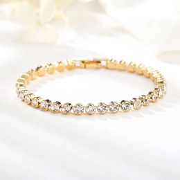 Bangle Luxe Kristal Tennis Armbanden Voor Vrouwen Huwelijkscadeau Goud Zilver Kleur Metalen Romeinse Ketting Armbanden Sieraden 231219