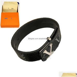 Bracelet de luxe Designer Bracelet en cuir pour hommes Bracelet Blackwith marque originale boîte hommes cadeaux d'anniversaire bijoux à la main mode de Noël St Dhwth