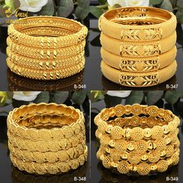 Brazalete de lujo Dubai Brazaletes de color dorado para mujeres Chapado en oro de 24 quilates Pulseras africanas indias Charm Boda Joyería de mano árabe etíope 230511