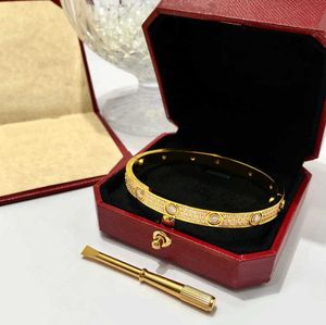 Bangle Luxe Volledige diamanten steen roestvrij staal Gold Love Dames Bracelet Fashion Mens ondertekenaar kristal schroevendraaier manchet armbanden met doos 50es