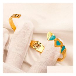 Brazalete de corazón de lujo brazalete encanto mujeres amor joyería de joyería regalo 2023 acero inoxidable 18 km dorado de oro pulseras dhxyf