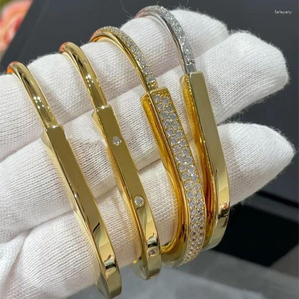 Brazalete de joyería de lujo con diseño de marca, pendientes con candado para mujer, pulsera con candado