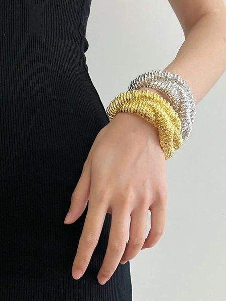 Bracelet de luxe en métal texturé pour femmes, manchette géométrique, Styles Punk, accessoires de fête, vente en gros, bijoux cadeaux